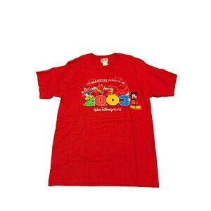 Walt Disney World Shirt Red Men’s Size L 2003 Shirt Mickey Goofy Pluto Donald